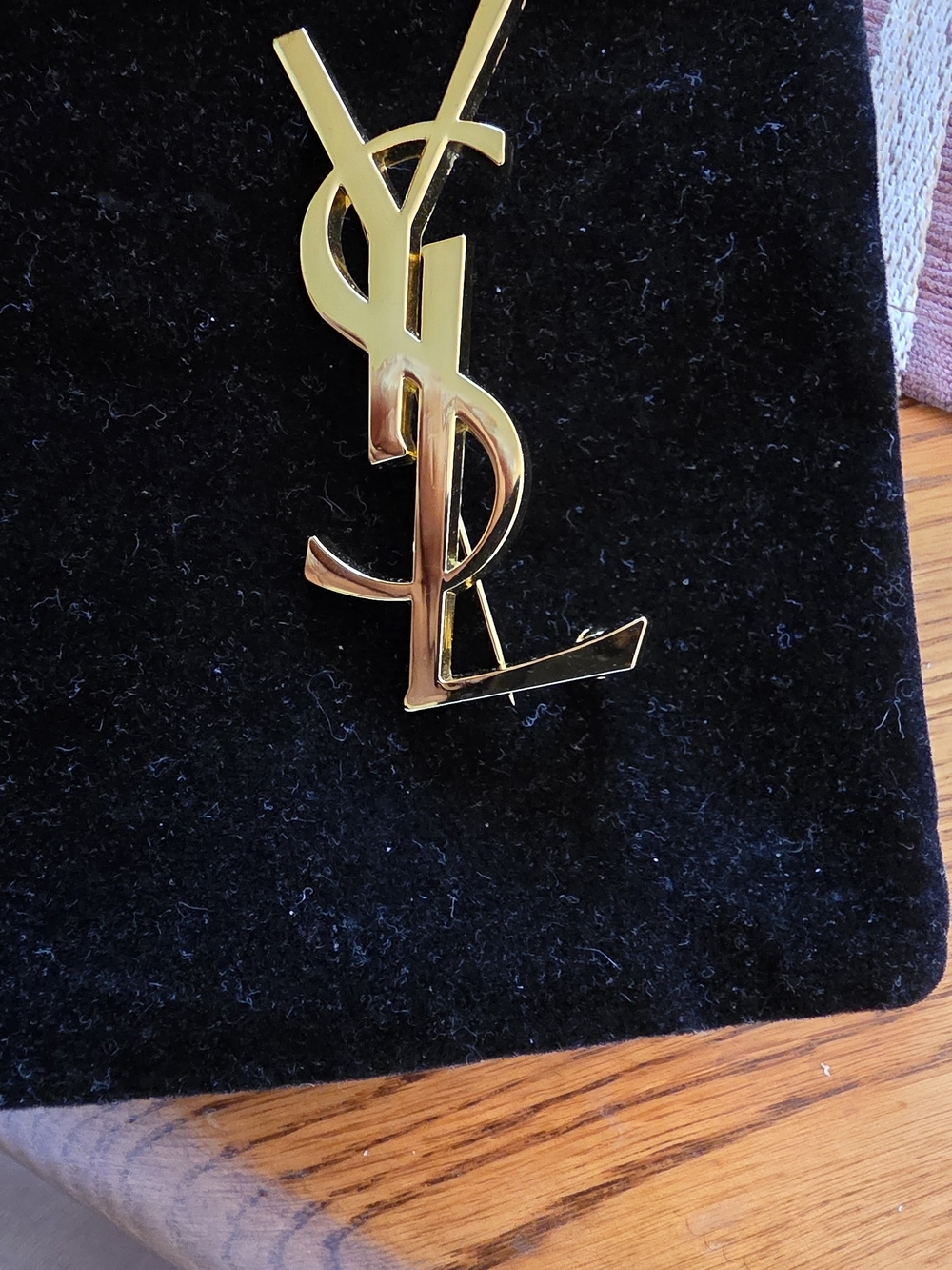 Yves Saint Laurent Gold Logo Brooch